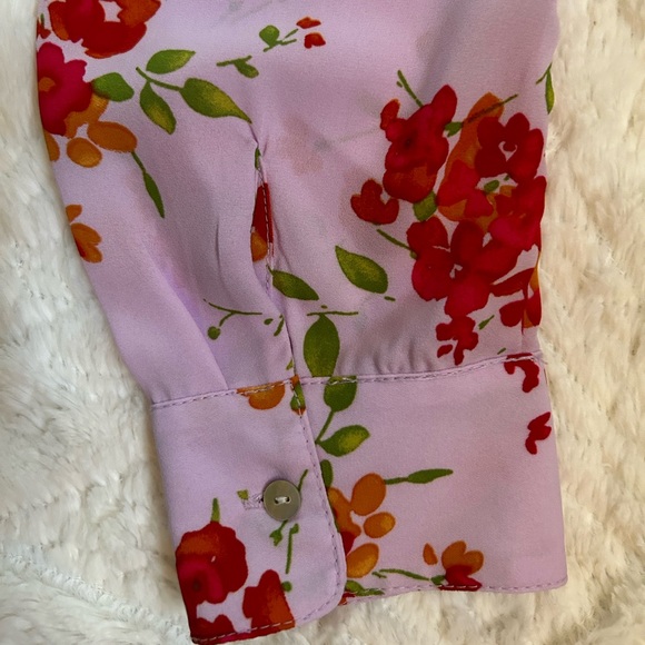 Nanette Nanette Lepore Pink Floral Long Sleeve Button Down Blouse - Picture 8 of 10